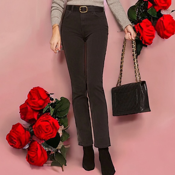 Reformation Liza High Rise Straight Jeans Black Denim size 30 Dark Wash Denim - Picture 8 of 8